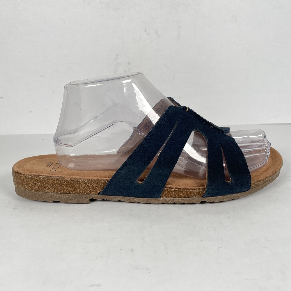 Earth Origins Lyndon Luna Sandals Womens Size 9.5 M Blue Suede Slide Wedge Shoes